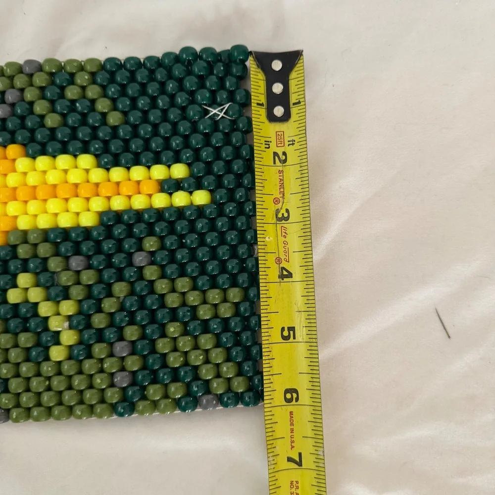 Vintage Handcrafted Pony Beaded Parrot Wall Hanging Set Tropical Macaw Decor 2pc
